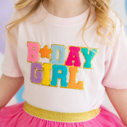 Sweet Wink Birthday Girl Patch Short Sleeve T-Shirt - Ballet Pink - Persnickety Shop
