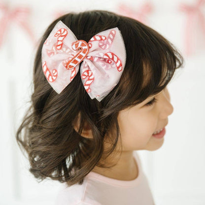 Sweet Wink Candy Cane Confetti Christmas Tulle Bow Clip - Hair Bows - Persnickety Shop