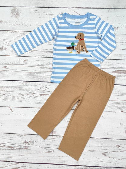 Boys Duck Dog Appliqué Hunting Pants Set: 3T - Persnickety Shop