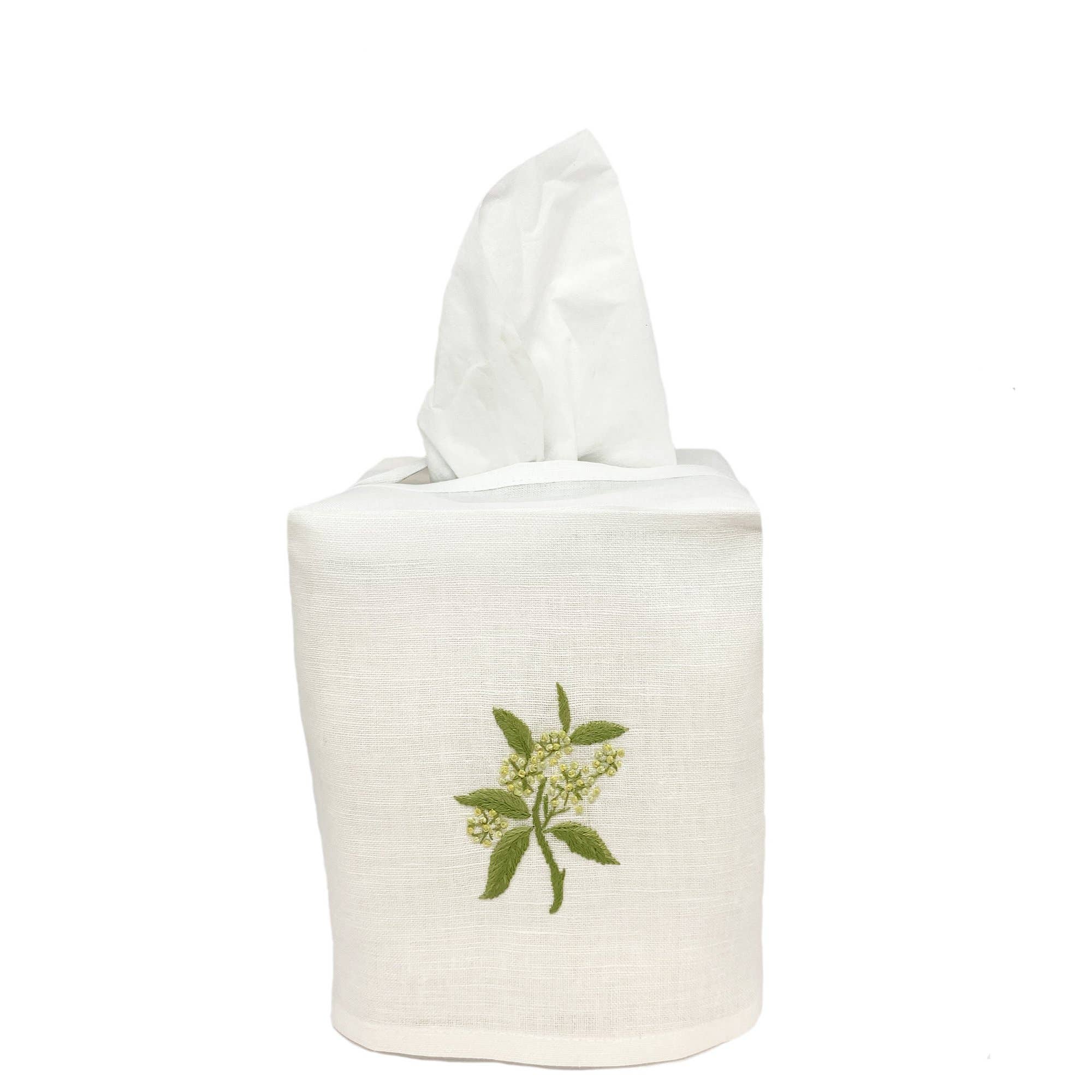 Elderflower Linen Tissue Box Cover White - Persnickety Shop