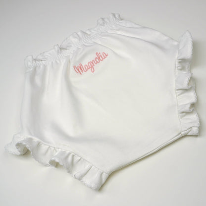 Marcela Ruffled Edge Bloomers: White with Red Trim / 3-6 Months - Persnickety Shop