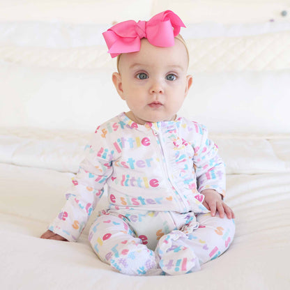 Little Sibling Zipper Footie: Little Sister / Newborn - Persnickety Shop