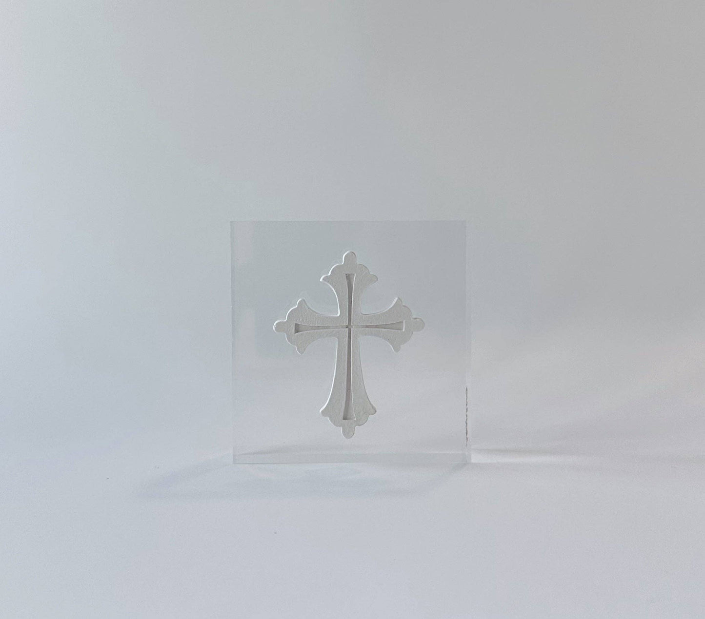 Acrylic Block Cross: Gold