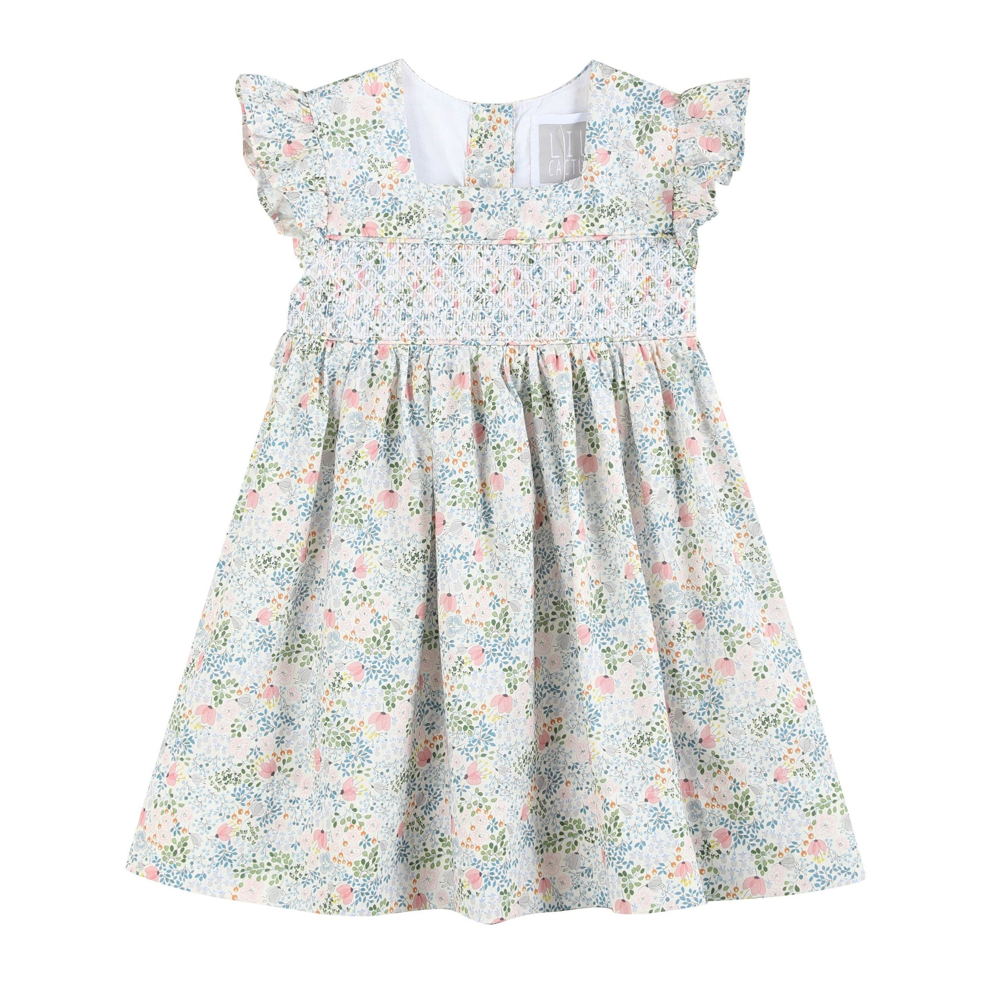 Pink Floral Print Smocked Flutter Dress - Persnickety Shop