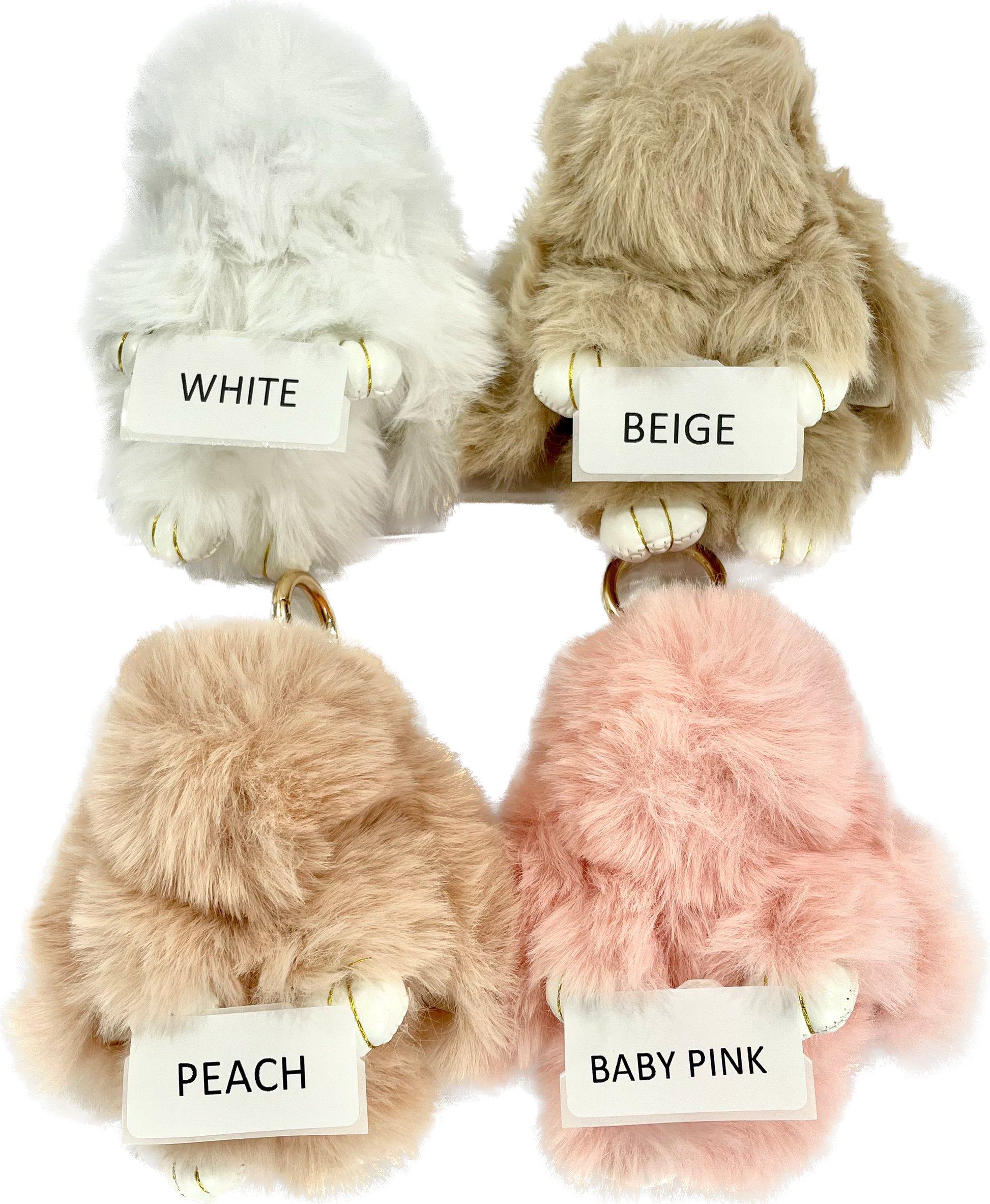 Large Rabbit Pom Pom Key Chain KC0225-6 (12PC): TAUPE - Persnickety Shop