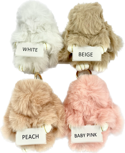 Large Rabbit Pom Pom Key Chain KC0225-6 (12PC): TAUPE - Persnickety Shop