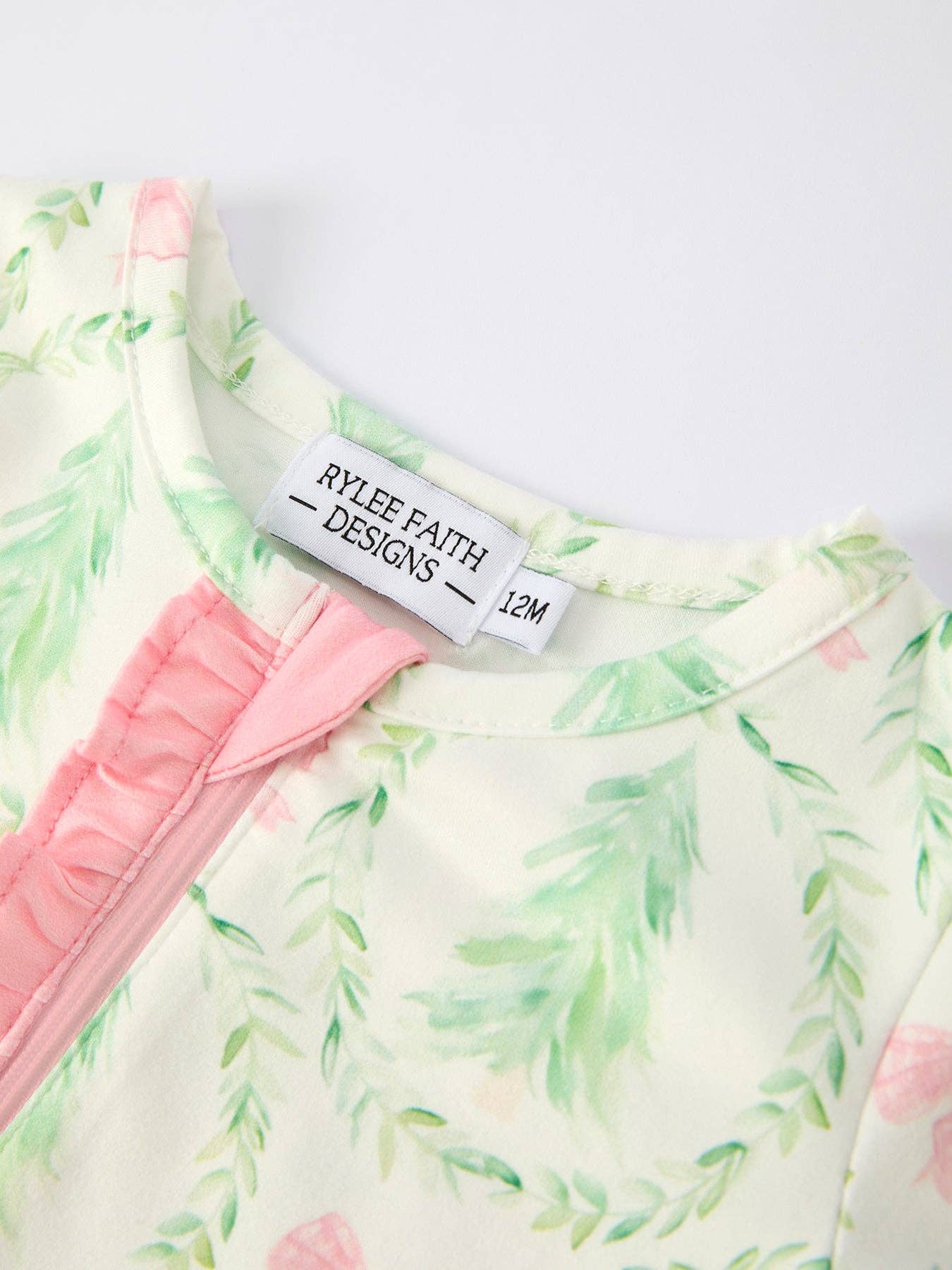 Christmas Tree Wreath Print Long Sleeve Zip Baby Girls Romper: 12M - Persnickety Shop