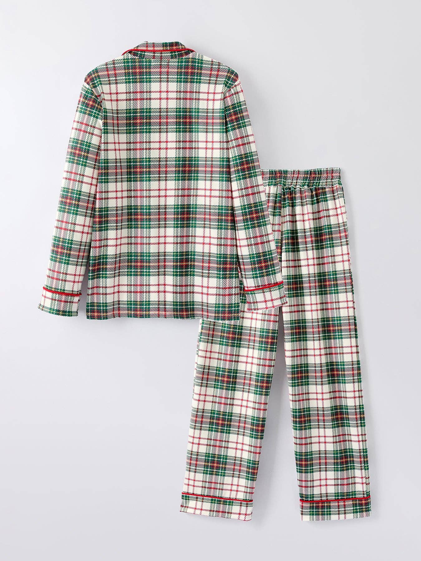 Mommy & Me Christmas Plaid Girls Pajamas Set with Long Sleeves and Red Cuffs: S / MOM - Persnickety Shop