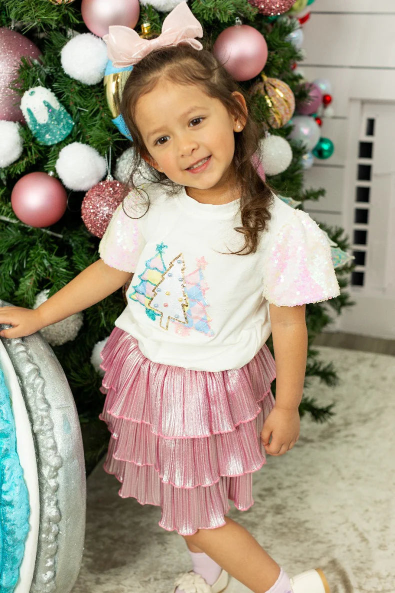 Girls' Festive Forest on Princess Top, White - Persnickety Shop