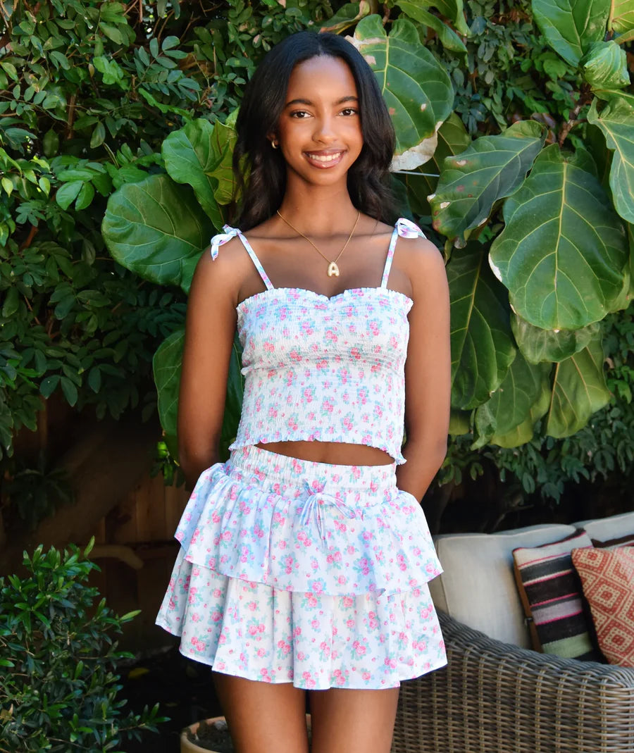 THEME Willow Romantic Rose White with Pink Satin skort - Persnickety Shop