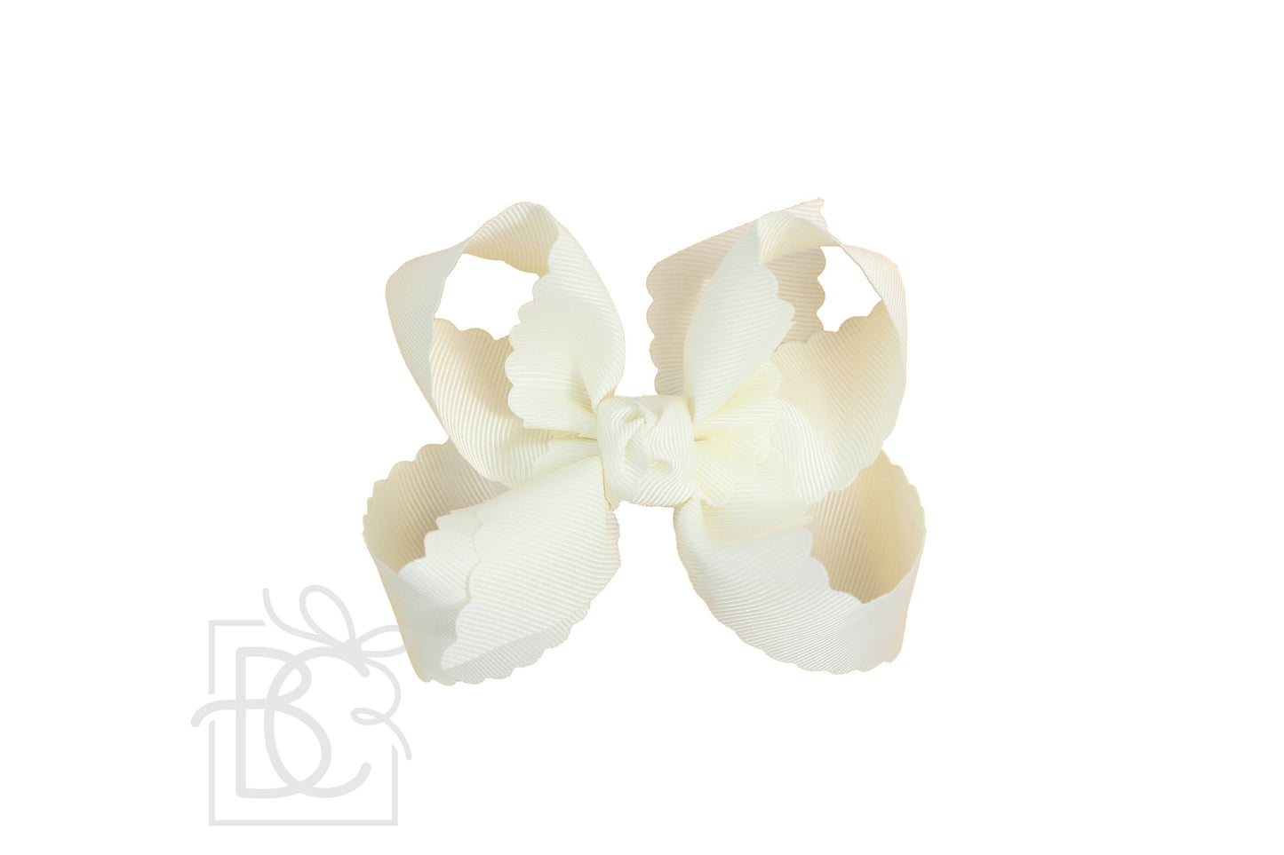 SCALLOPED EDGE BOW: Powder Mint / 4.5" Large - 1.5" Ribbon on Alligator Clip