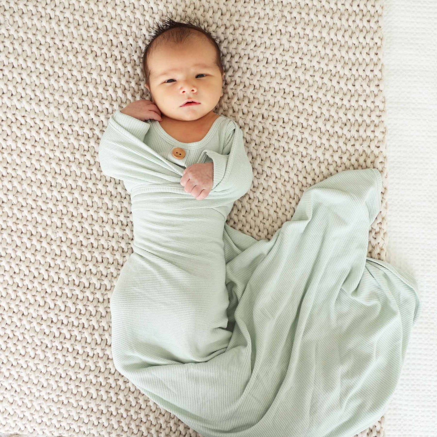 All Bamboo Waffle Swaddle Blankets: Eucalyptus - Persnickety Shop