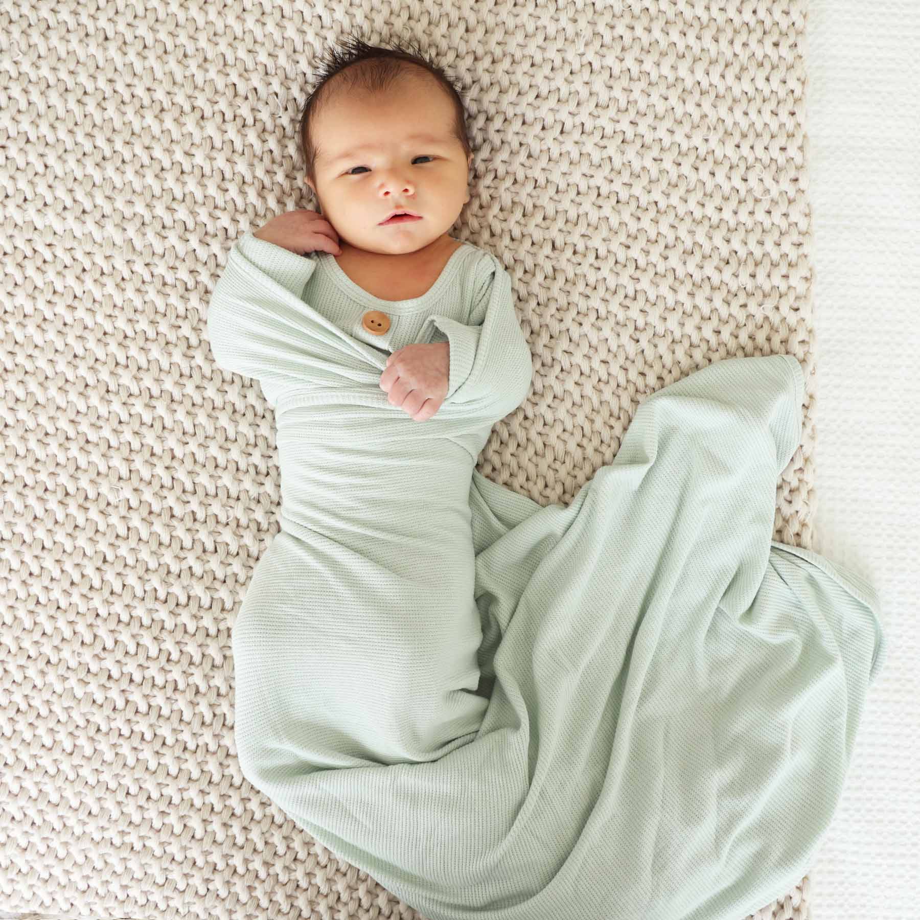 All Bamboo Waffle Swaddle Blankets: Eucalyptus - Persnickety Shop