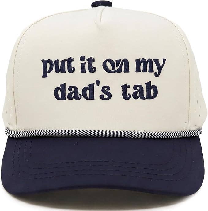 Kid's Golf Hat - Put it on my Dad's Tab - Navy/Beige: Small