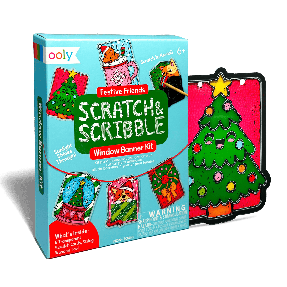 Ooly Mini Scratch & Scribble Window Banner Kit - Festive Friends