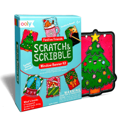 Ooly Mini Scratch & Scribble Window Banner Kit - Festive Friends