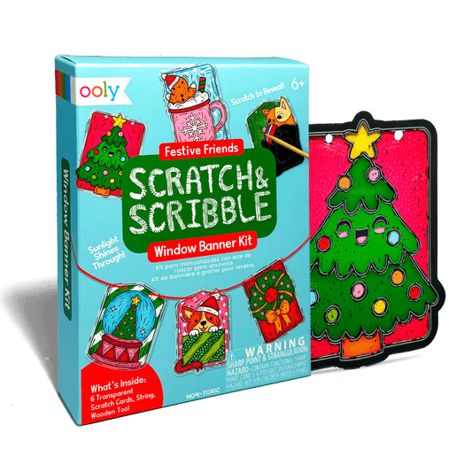 Ooly Mini Scratch & Scribble Window Banner Kit - Festive Friends