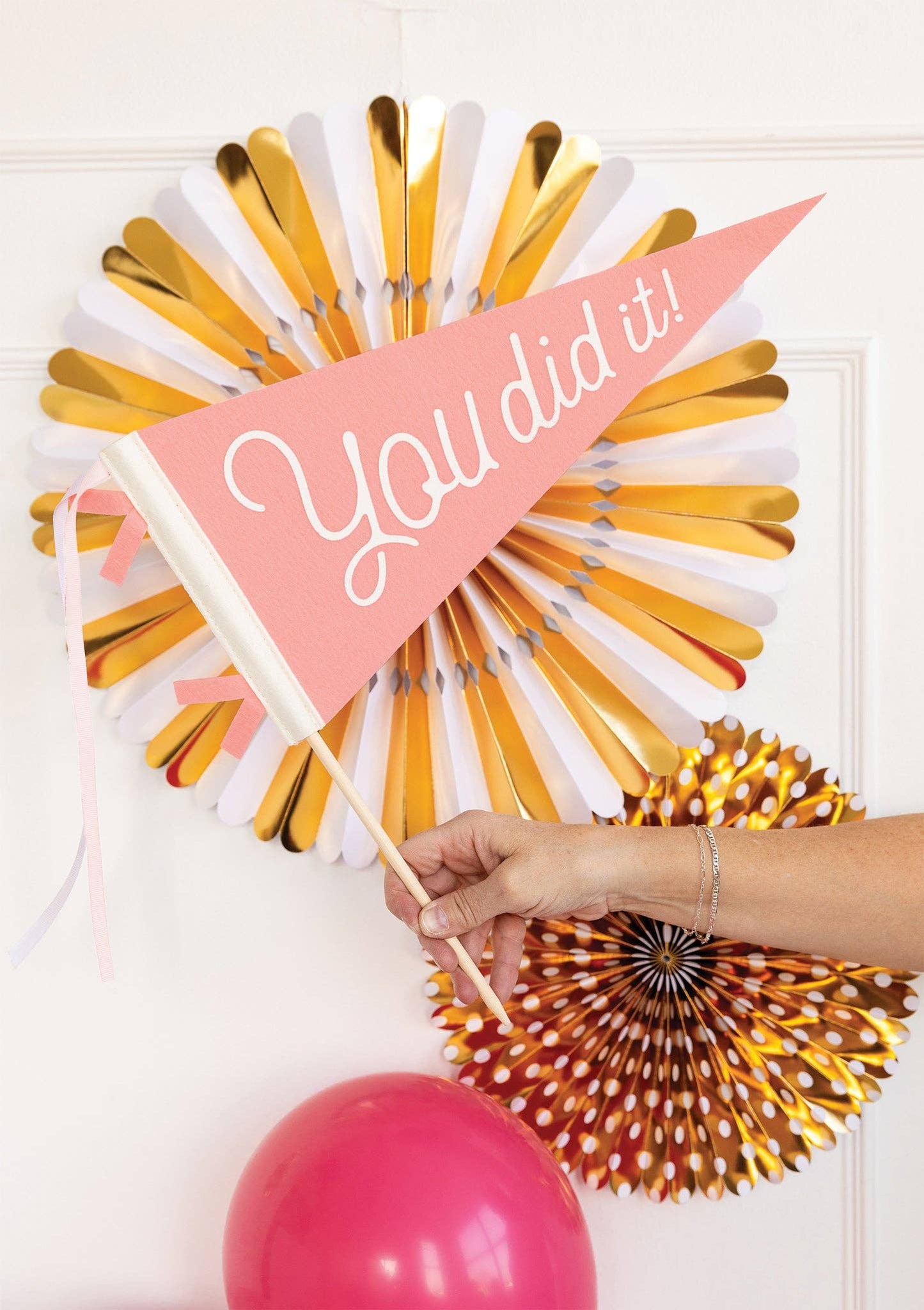 PLHB148 - Pink You Did It Felt Pennant Banner - Persnickety Shop