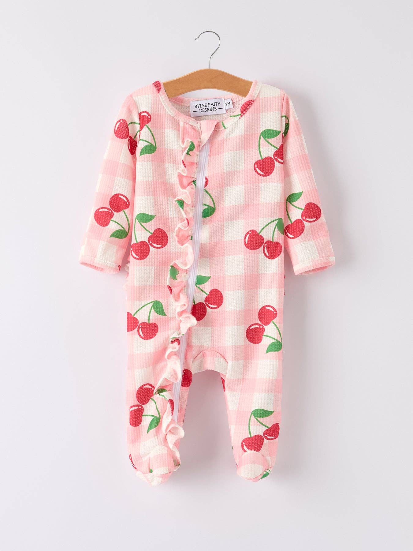 Waffle Cherry Plaid Girls' Romper: 3M - Persnickety Shop