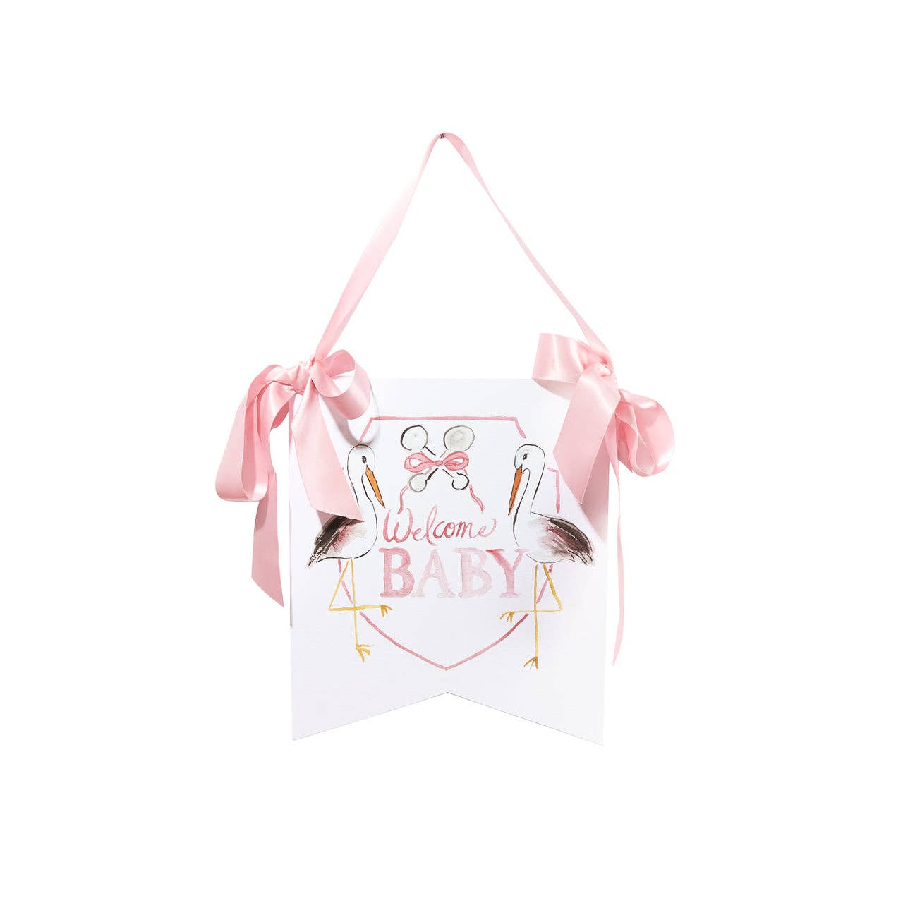 "Welcome Baby" Stork Hanger: Blue - Persnickety Shop