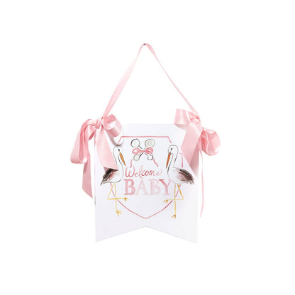 "Welcome Baby" Stork Hanger: Blue - Persnickety Shop