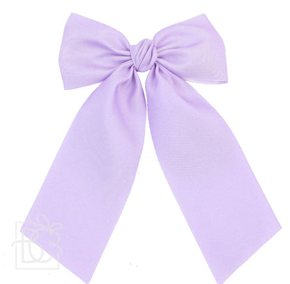 OPAQUE SATIN BOW W/ EURO KNOT & TAILS ON ALLIGATOR CLIPS: Powder Pink / 4.5" Large - Persnickety Shop