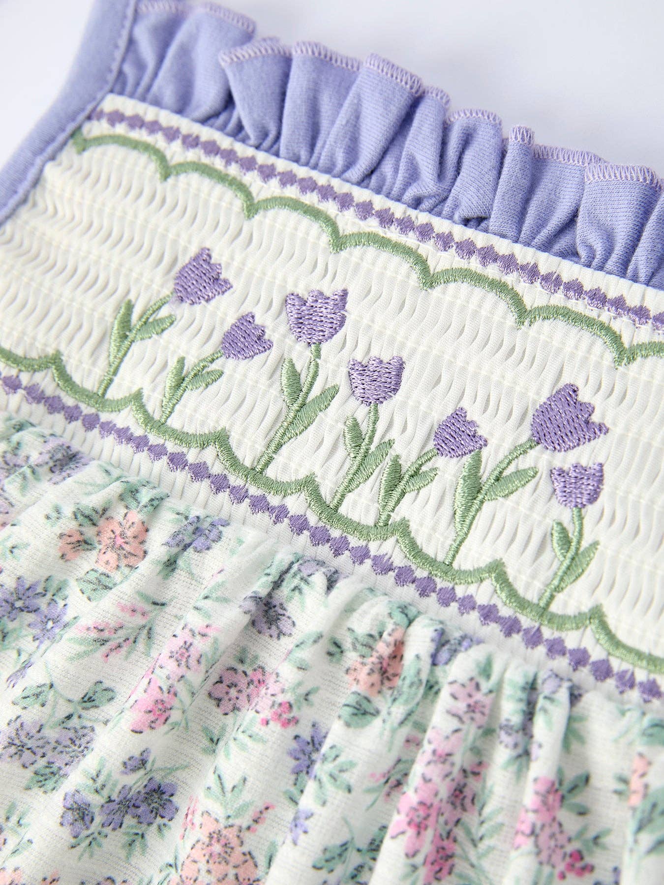 Purple Floral Smocked Embroidery Baby Girls Bloomers Set: 3M - Persnickety Shop