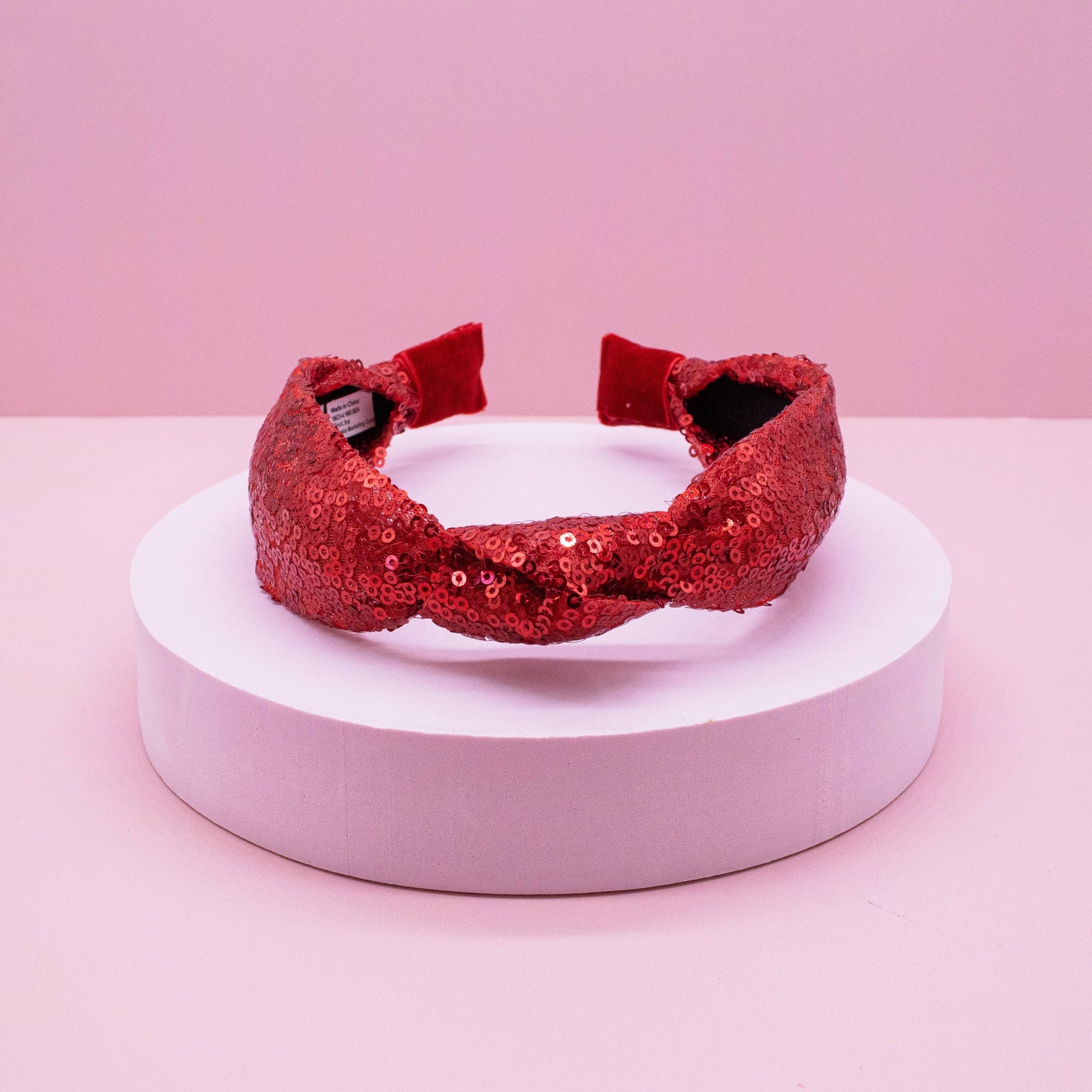 Sequin Knot Headband Red