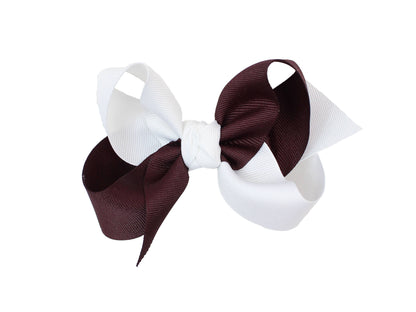 COLLEGIATE CRISSCROSS BOWS: WHITE/ CRANBERRY / 6.5" JUMBO