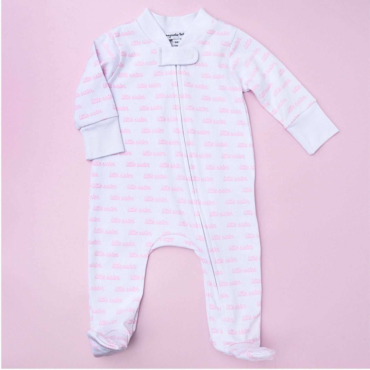 Little Sister Print Zip Footie: Preemie - Persnickety Shop