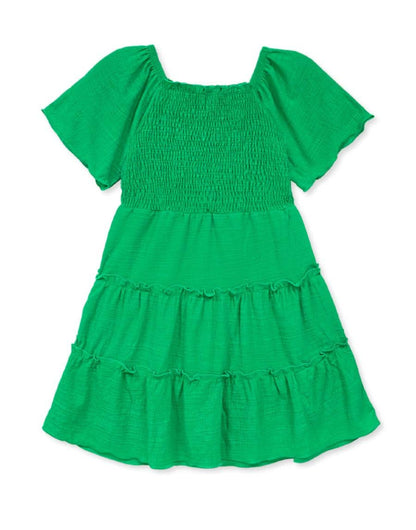 GKD-Q23-3187B-03GRN Girl's Flare Dress w/ 3 Tiers : Green / L12/14 - Persnickety Shop