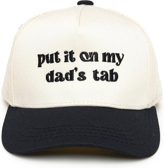 Kid/Baby 2-Tone Cap: Put It on My Dad's Tab (Black/Beige): Toddler (12-24 Months)