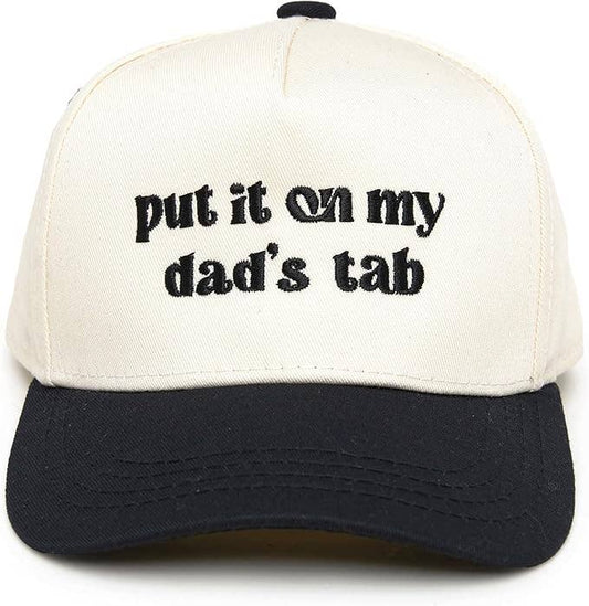 Kid/Baby 2-Tone Cap: Put It on My Dad's Tab (Black/Beige): Toddler (12-24 Months)