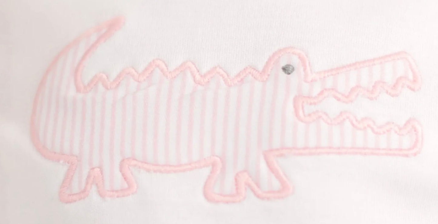 Magnolia Baby Gator Applique Short Pajamas - Pink - Persnickety Shop