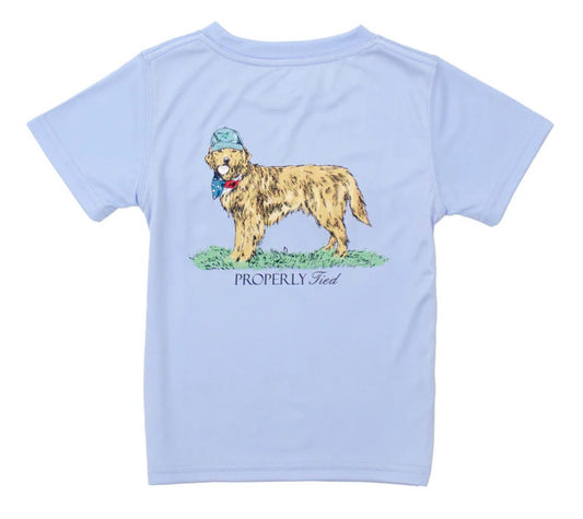 Properly Tied Boys Performance Tee SS American Pup Light Blue - Persnickety Shop