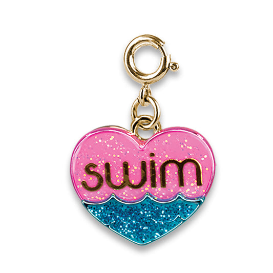 Gold Glitter Swim Heart Charm - Persnickety Shop