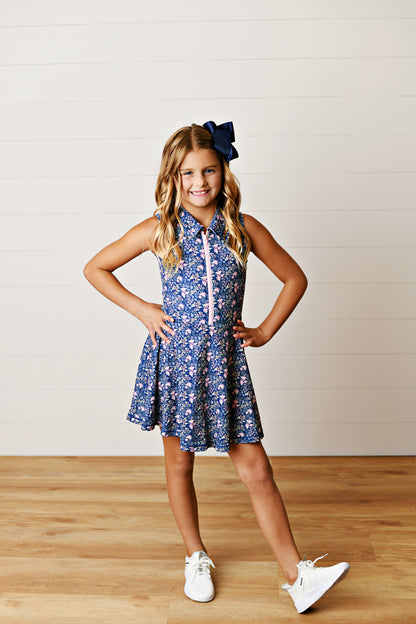 Swoon Navy Ditsy Floral Tennis Dress