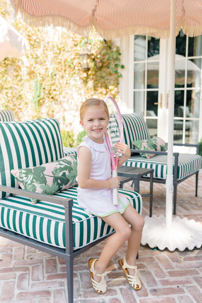 The Proper Peony | Pink with Green Stripe Sport Skort and Top Set - Persnickety Shop