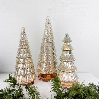 12 inch Silver Spiral Mercury Glass LED Tree - Persnickety Shop