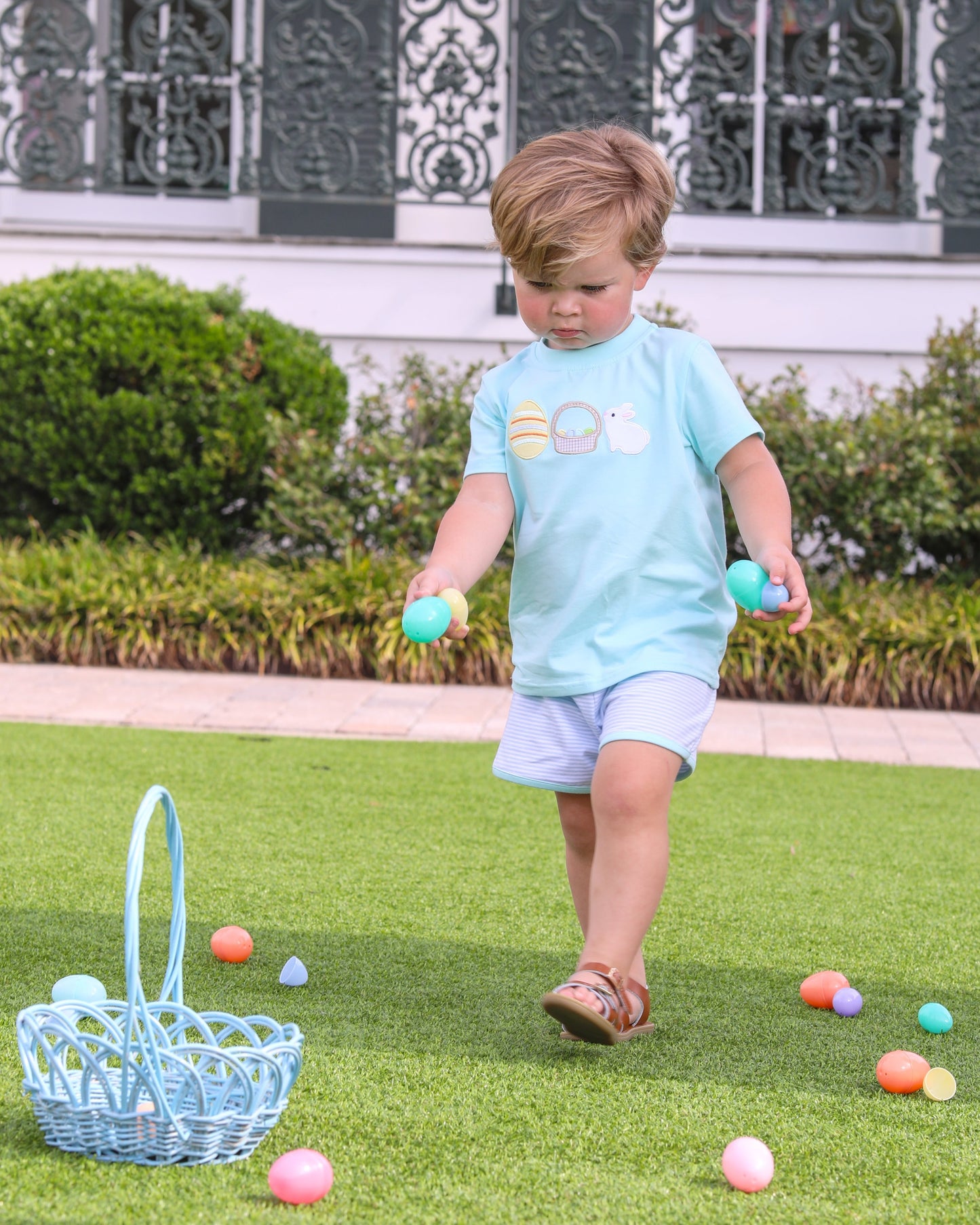 Trotter Street Kids Bunnies & Baskets Short Set - Persnickety Shop