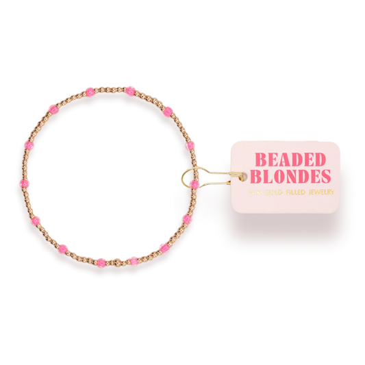 Beaded Blondes Hot Pink Dainty Poppi Bracelet 6.75 inch