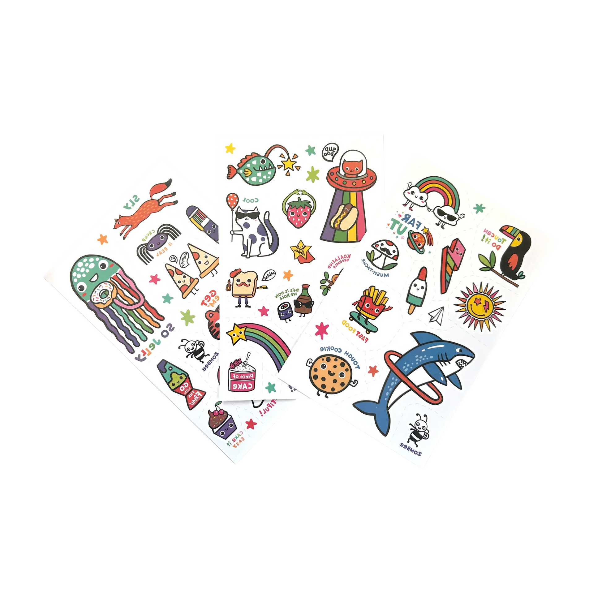 Ooly Tattoo-Palooza Glow in the Dark Temporary Tattoos - Bright & Funny - 3 Sheets - Persnickety Shop
