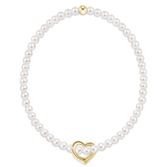 Enewton egirl classic pearl 3mm bracelet - love gold charm