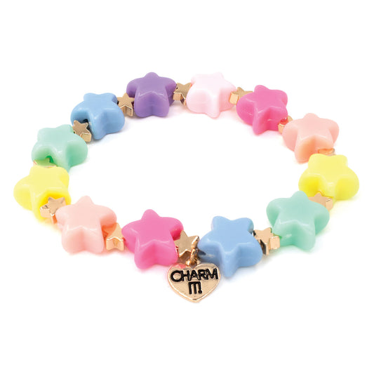 Gold Pastel Star Stretch Bead Bracelet - Persnickety Shop