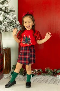 Kids' Festive Forest on Princess Top, Red - Persnickety Shop