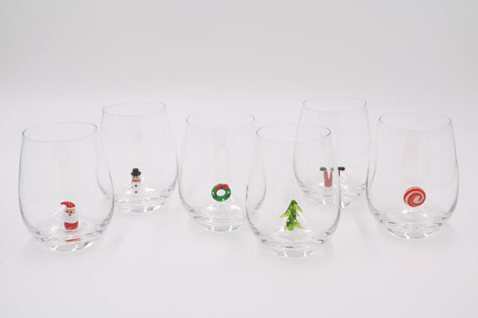 3x4" Stemless Wineglass with Decorative Icon - Persnickety Shop