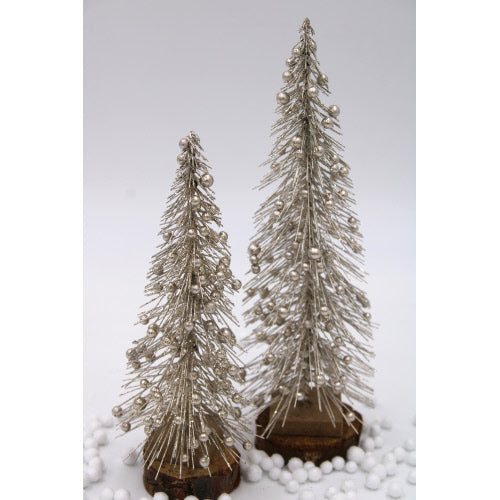 Champagne Glittered Pine and Mini Berry Trees Set/2 - Persnickety Shop