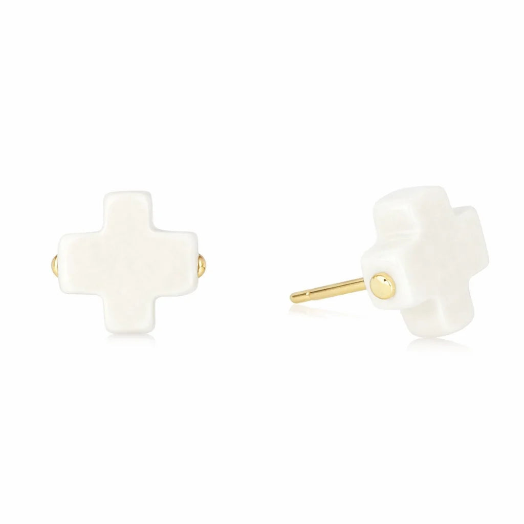 Enewton signature cross studs - off-white