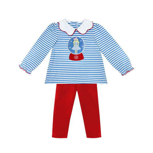 PRE-ORDER Zuccini NUTCRACKER BRYAR LEGGINGS SET, PERIWINKLE MEDIUM STRIPE