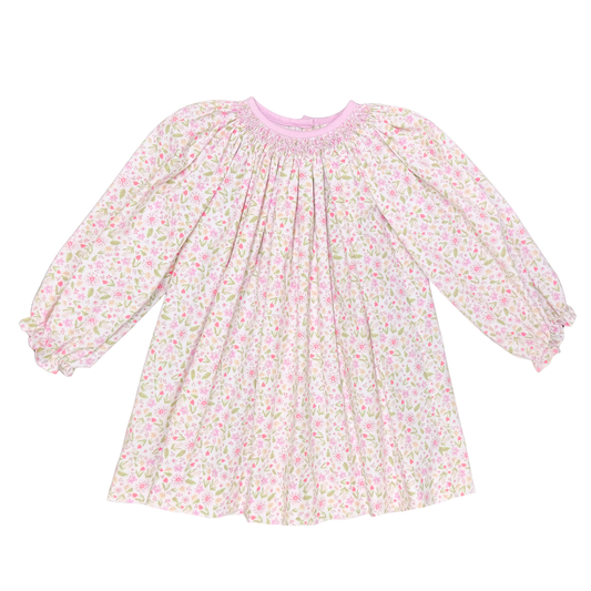 Zuccini PEACH & PINK GARDEN BILLIE BISHOP DRESS, PEACH AND PINK GARDEN PRINT